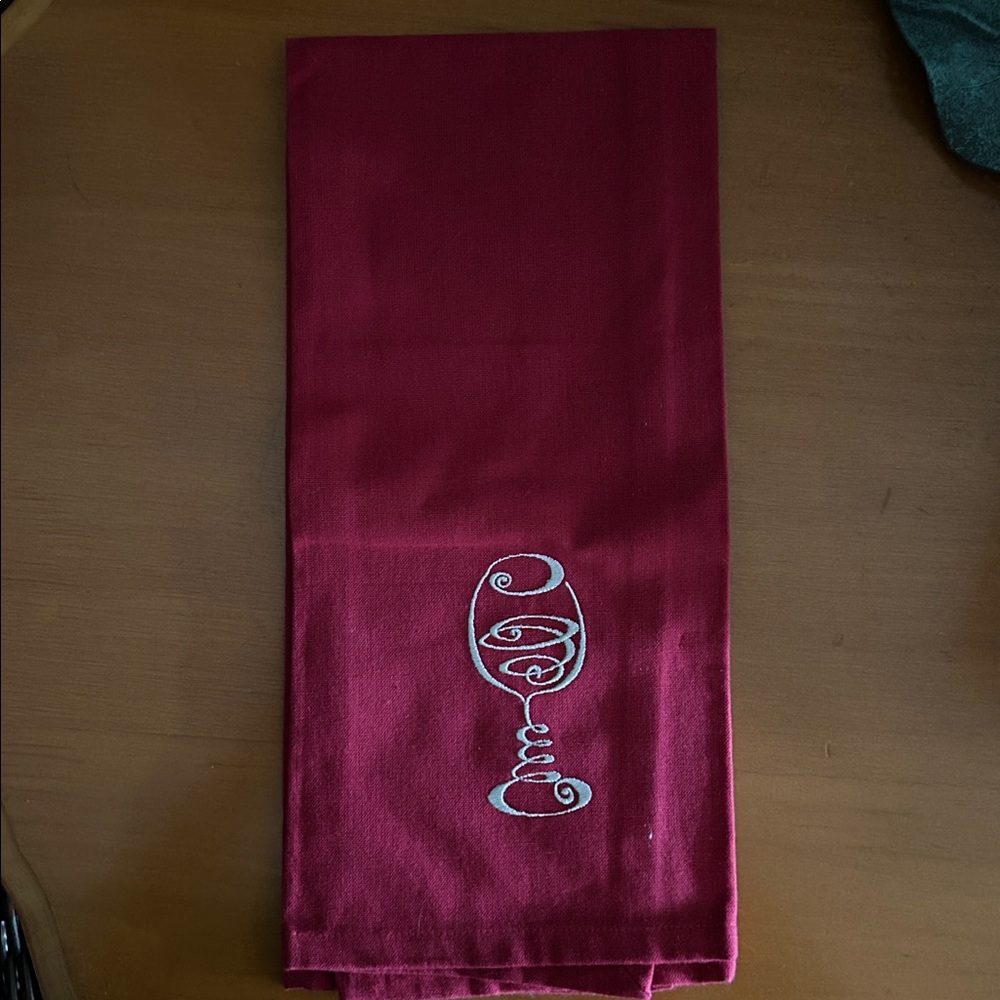 Red Embroidered Kitchen Towel